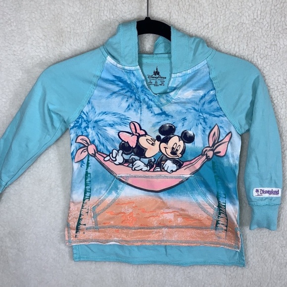Disney Parks Resorts Pullover Hoodie Girls size XXS Minnie Mickey Palm trees - Picture 2 of 12
